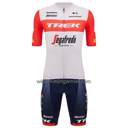 Set Fietsshirt + Korte Koersbroek 2023 Trek-Segafredo Rood Wit